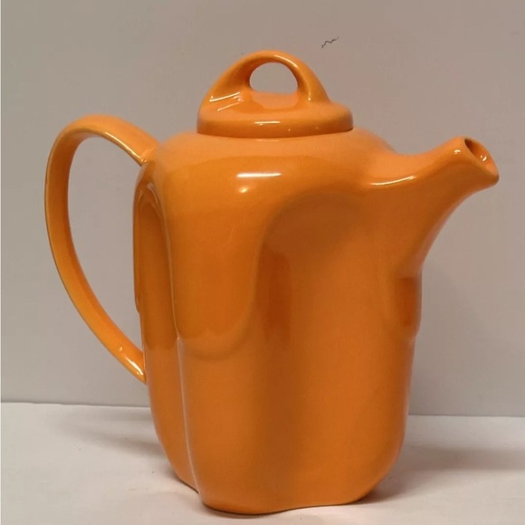 🤯🤩VINTAGE 1970s NESTING TEA POT&CUP SET!ORANGE CERAMIC! Possibly Peter Saenger - Picture 5 of 13